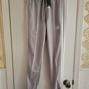 adidas Gray Track Pants with White Side Stripes